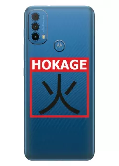 Чехол для Motorola E40 из прозрачного силикона - Naruto Hokage Logo