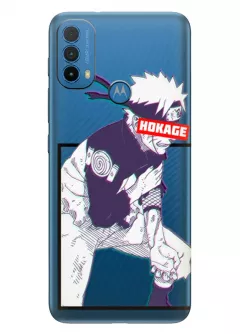 Бампер для Motorola E40 из прозрачного силикона - Naruto Hokage