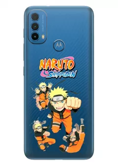 Накладка для Motorola E40 из прозрачного силикона - Naruto Shippuden Attack