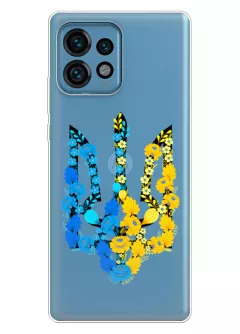 Чехол для Motorola Edge 40 Pro из прозрачного силикона - Герб Украины в цветах