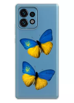 Чехол для Motorola Edge 40 Pro из прозрачного силикона - Бабочки из флага Украины