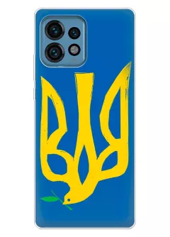 Чехол на Motorola Edge 40 Pro с сильным и добрым гербом Украины в виде ласточки