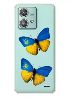 Чехол для Motorola Motorola Edge 40 Neo из прозрачного силикона - Бабочки из флага Украины