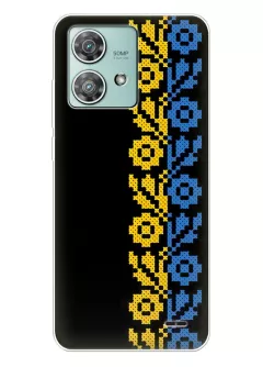Чехол на Motorola Motorola Edge 40 Neo с патриотическим рисунком вышитых цветов