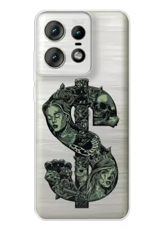 Силиконовый прозрачный чехол для Motorola Edge 50 Pro - Cимвол доллара