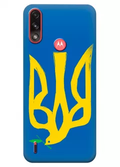Чехол на Motorola E7i Power с сильным и добрым гербом Украины в виде ласточки