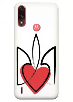 Чехол на Motorola E7 Power с сердцем и гербом Украины