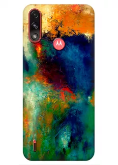 Motorola E7 Power силиконовый чехол с картинкой - Пятна красок