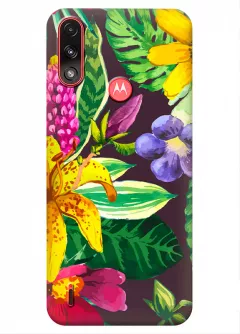 Motorola E7 Power силиконовый чехол с картинкой - Яркие цветочки