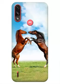 Motorola E7 Power силиконовый чехол с картинкой - Кони