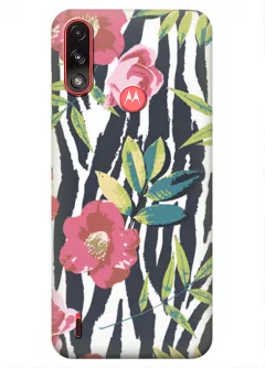 Motorola E7 Power силиконовый чехол с картинкой - Пастельные цветы