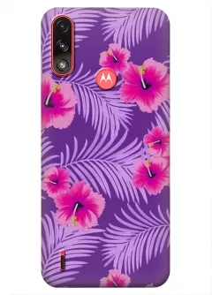 Motorola E7 Power силиконовый чехол с картинкой - Тропические цветочки
