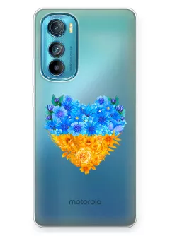 Патриотический чехол Motorola Edge 30 с рисунком сердца из цветов Украины
