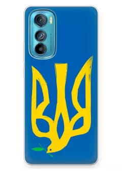 Чехол на Motorola Edge 30 с сильным и добрым гербом Украины в виде ласточки
