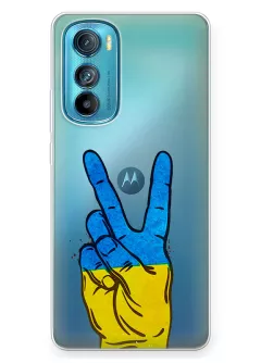 Прозрачный силиконовый чехол на Motorola Edge 30 - Мир Украине / Ukraine Peace