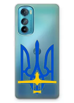 Чехол для Motorola Edge 30 с актуальным дизайном - Байрактар + Герб Украины