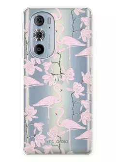 Чехол для Motorola Edge 30 Pro с клевыми розовыми фламинго