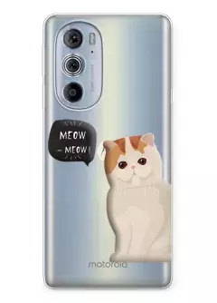 Motorola Edge 30 Pro чехол из прозрачного силикона с котиком