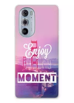 Чехол для Motorola Edge 30 Pro из силикона с позитивным дизайном - Enjoy Every Moment