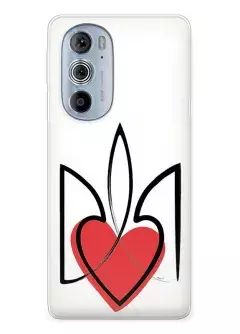 Чехол на Motorola Edge 30 Pro с сердцем и гербом Украины