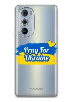 Чехол для Motorola Edge 30 Pro "Pray for Ukraine" из прозрачного силикона