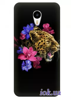Чехол для Meizu M3 Note - Леопард в цветах