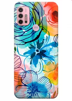 Motorola G20 силиконовый чехол с картинкой - Арт цветы