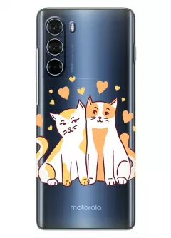 Чехол из прозрачного силикона на Motorola G200 с влюбленными котиками