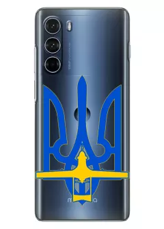 Чехол для Motorola G200 с актуальным дизайном - Байрактар + Герб Украины