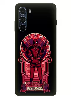 Чехол для Motorola G200 из силикона - Дэдпул Комикс Марвел Marvel Comics Deadpool Уэйд Уилсон стоит с пистолетами на фоне трона черный чехол