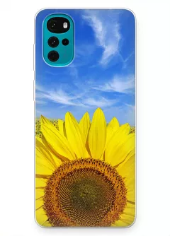 Красочный чехол на Motorola G22 с цветком солнца - Подсолнух