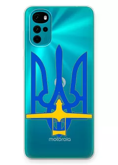 Чехол для Motorola G22 с актуальным дизайном - Байрактар + Герб Украины