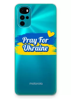Чехол для Motorola G22 "Pray for Ukraine" из прозрачного силикона