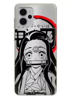 Motorola G23 чехол силиконовый прозрачный - Demon Slayer Незуко Камадо