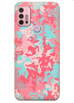 Motorola G30 силиконовый чехол с картинкой - Розовые бабочки