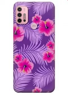 Motorola G30 силиконовый чехол с картинкой - Тропические цветочки