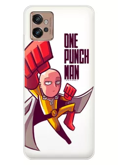 Motorola G32 чехол - Аниме Ванпанчмен Человек одного удара One Punch-Man Wanpanman название супергерой Сайтама 