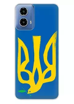 Чехол на Motorola G34 с сильным и добрым гербом Украины в виде ласточки