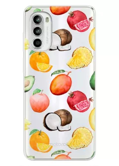 Чехол для Motorola G52 с картинкой вкусных и полезных фруктов