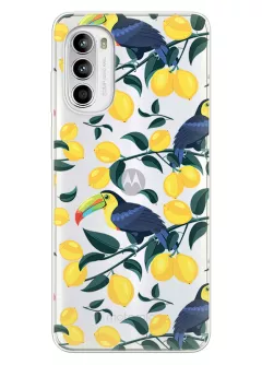 Радостный чехол для Motorola G52 с принтом - Туканы и лимоны