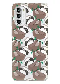 Чехол для Motorola G52 с принтом - Удивленные ленивцы