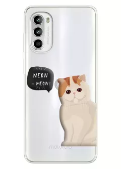 Motorola G52 чехол из прозрачного силикона с котиком