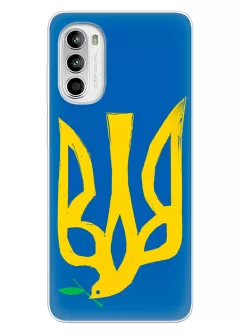 Чехол на Motorola G52 с сильным и добрым гербом Украины в виде ласточки