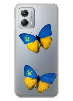 Чехол для Motorola G53 из прозрачного силикона - Бабочки из флага Украины