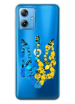 Чехол для Motorola G54 из прозрачного силикона - Герб Украины в цветах