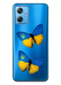 Чехол для Motorola G54 из прозрачного силикона - Бабочки из флага Украины
