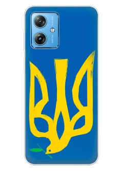Чехол на Motorola G54 с сильным и добрым гербом Украины в виде ласточки