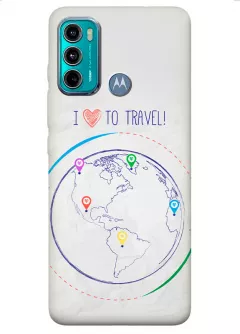 Motorola G60 силиконовый чехол с картинкой - Люблю путешествовать