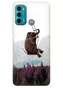Motorola G60 силиконовый чехол с картинкой - Слон на качеле