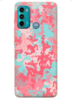 Motorola G60 силиконовый чехол с картинкой - Розовые бабочки